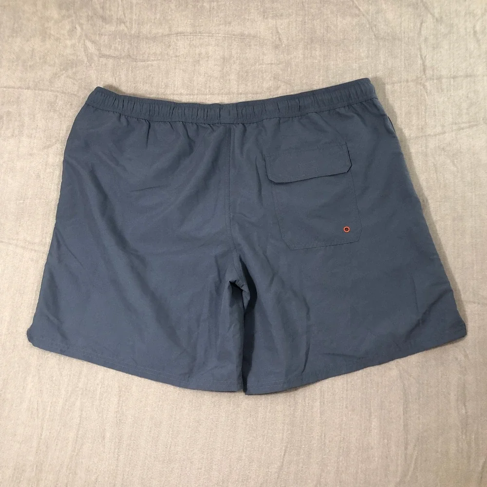 The Normal Brand Swim Trunks Men's XXL Blue Orange Drawstring Mesh Lined Pockets